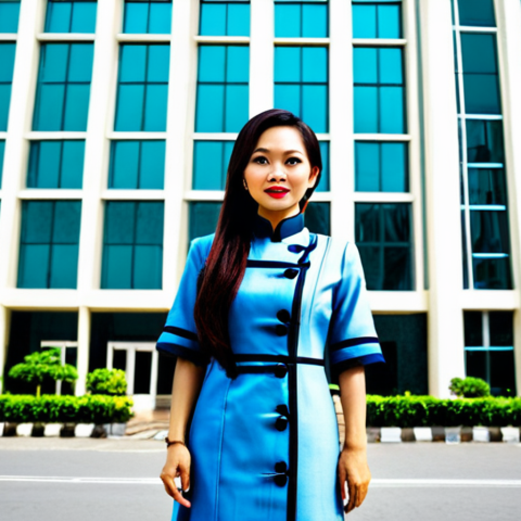 **
"A professional Vietnamese woman in a stylish, fully clothed ao dai, standing confidently in front of a modern office building in Ho Chi Minh City, safe for work, appropriate attire, perfect anatomy, professional, high quality."
**