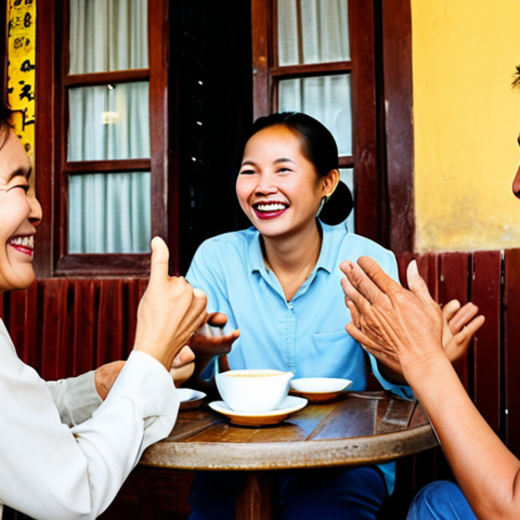 정서적 민첩성을 기르는 온라인 커뮤니티 - Community Support**
"A group of Vietnamese friends of diverse ages, fully clothed in áo dài and cas...