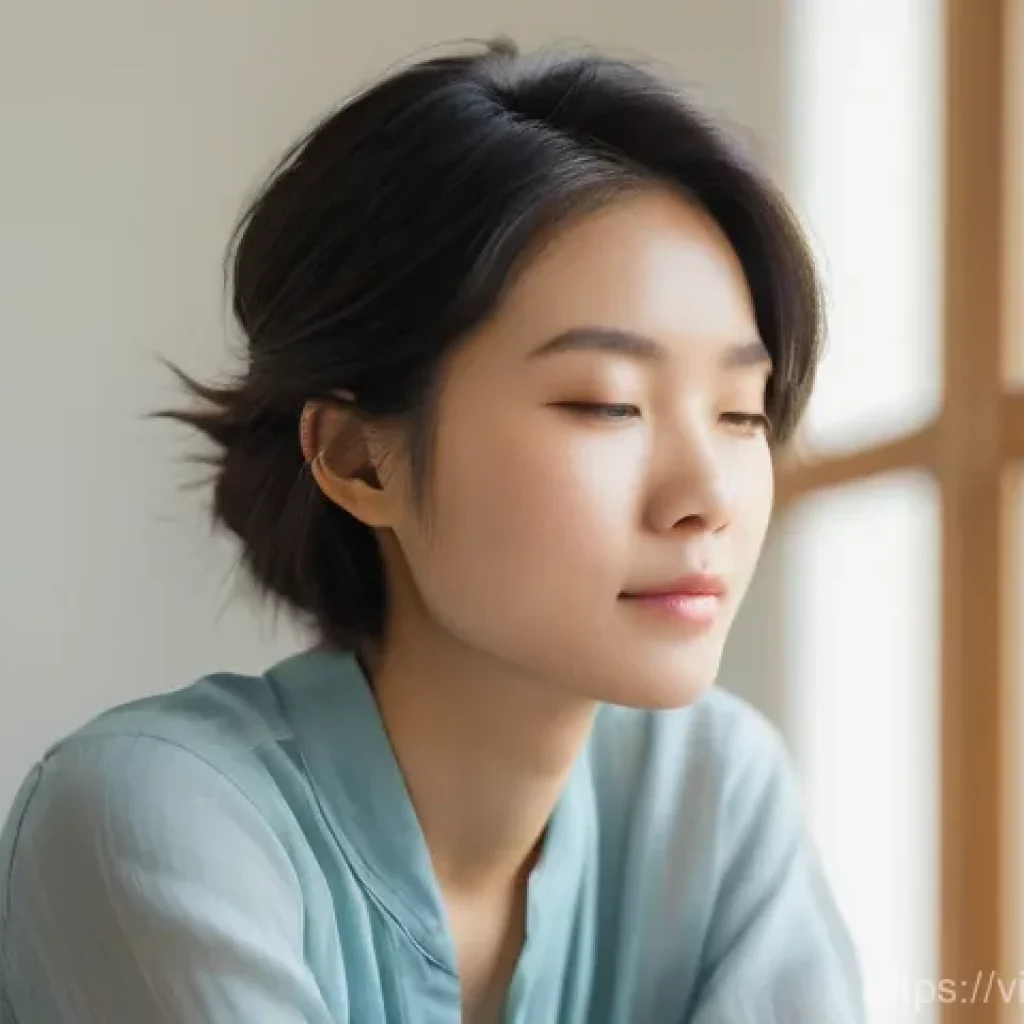 정서적 민첩성을 위한 지속 가능한 변화 방법 - **Prompt Title: Inner Reflection and Emotional Insight**
"A serene, medium shot of a young Vietn...