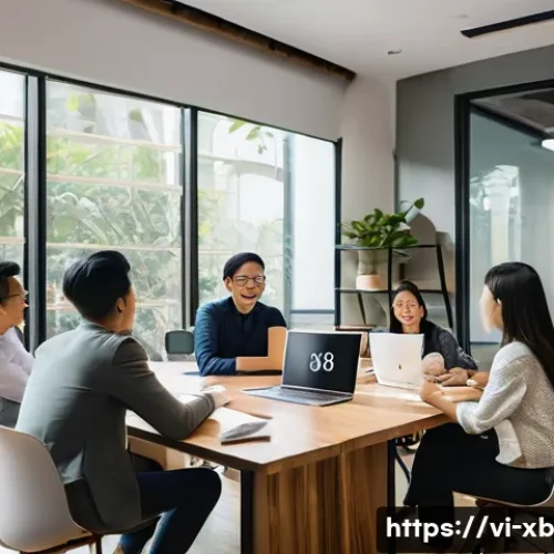 Home 31 정서적 민첩성을 향상시키기 위한 팀 다이내믹 분석 - A diverse group of Vietnamese office workers in a modern coworking space, engaging in an open and re...