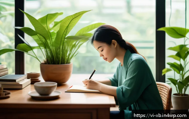 정서적 민첩성 개발을 위한 목표 설정 전략 - A Vietnamese young professional woman sitting at a tidy wooden desk in a bright, cozy home office fi...