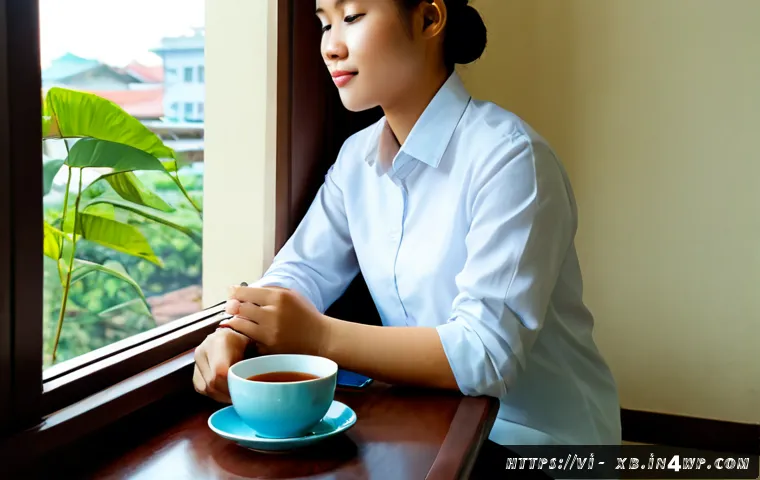 Home 17 정서적 민첩성 향상을 위한 자아 탐구 - Photorealistic Vietnamese young professional sitting calmly at a tidy wooden desk by a bright apartm...